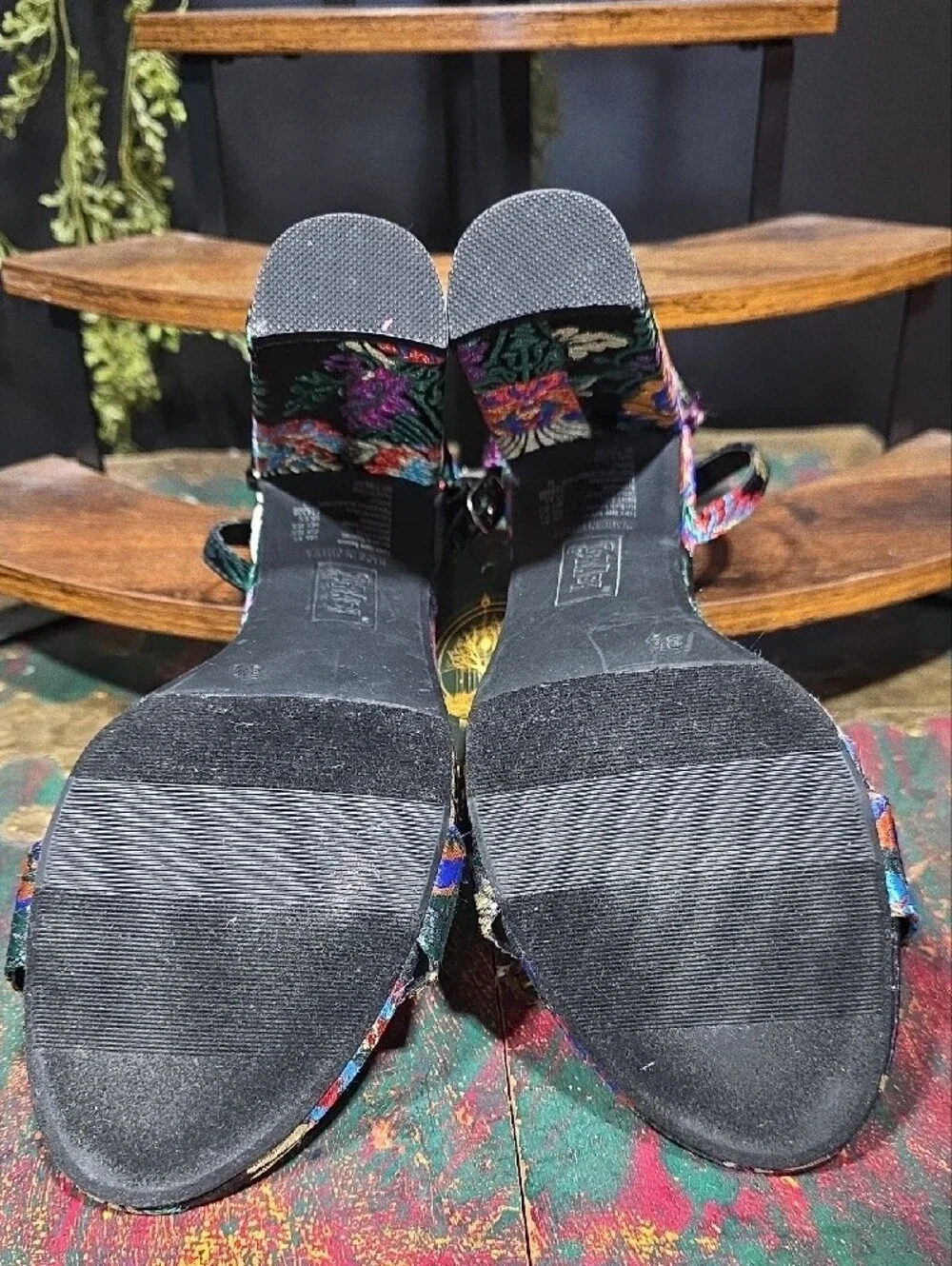 Embroidered Floral Block Heel- Asian Inspired Design